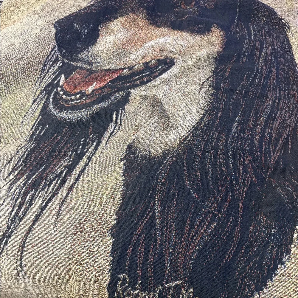 Dog Tapestry Blanket with Black and Brown Design